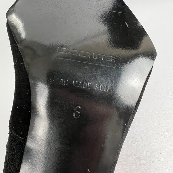 John Fluevog Suede Leather Pointed Square Toe Chunky Curve Heel Mary Jane Witchy - Picture 7 of 8